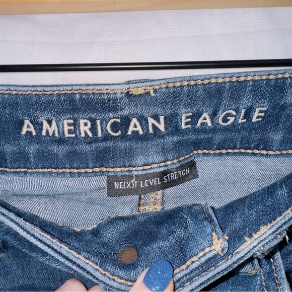 American Eagle Next Level Stretch Distressed Button Front hi Rise Jegging Jean - Picture 2 of 7